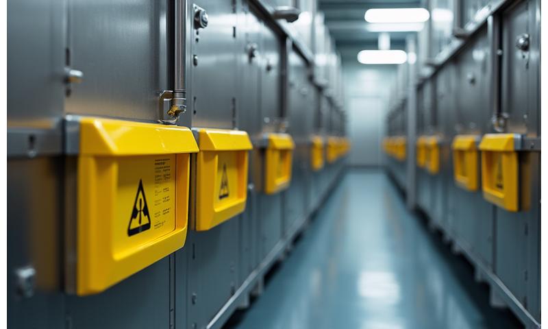 Specialised waste containers in a secure industrial setting